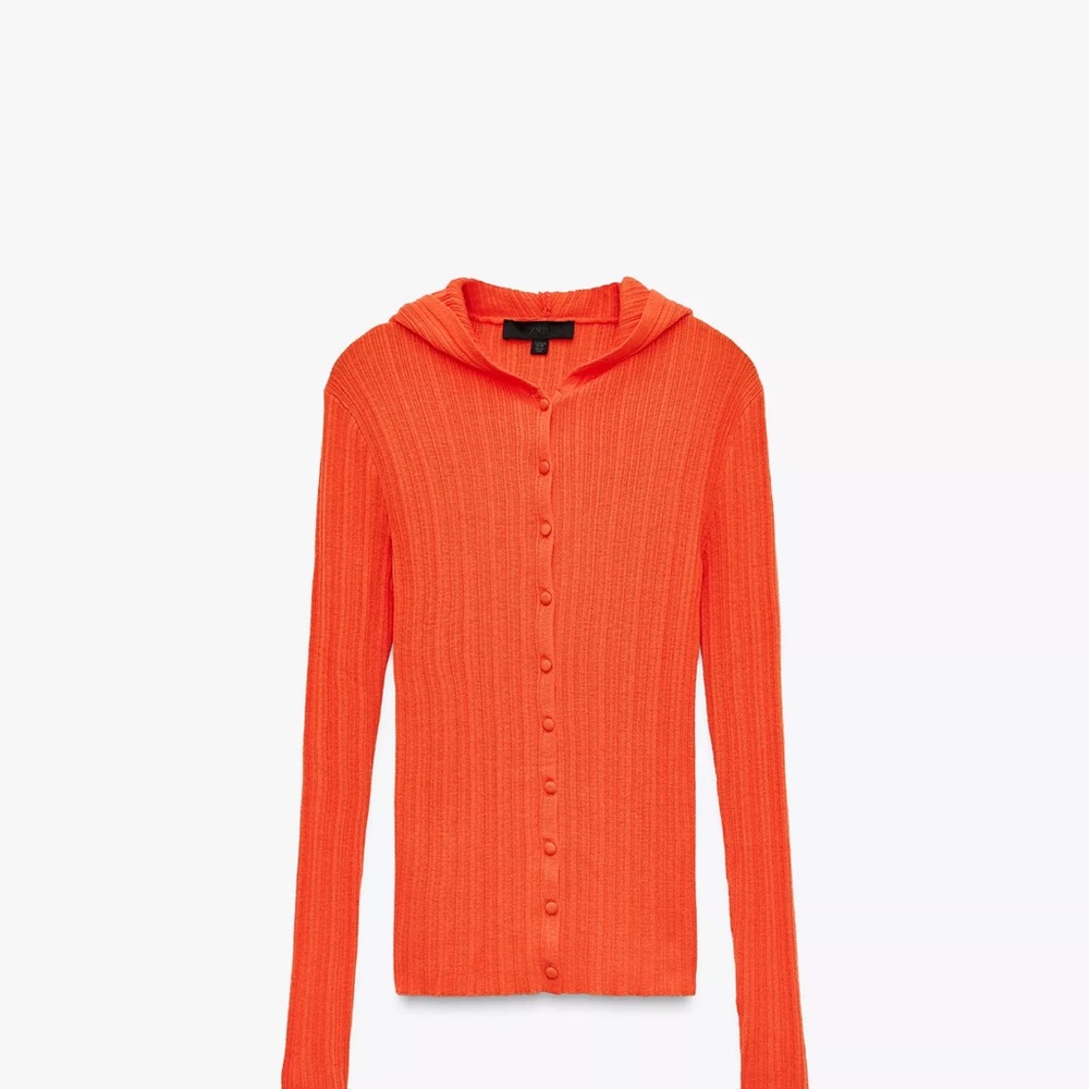 Zara Orange Hooded Cardigan
